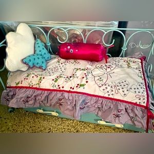 American Girl Doll TRUNDLE DAY BED & BEDDING Blue